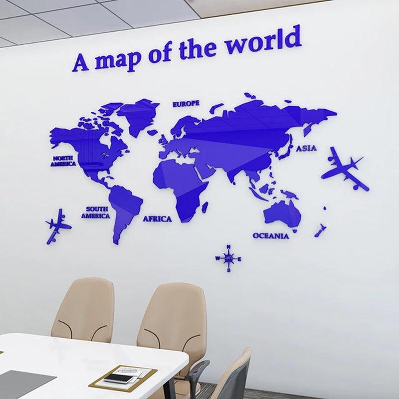 World Map Acrylic Wall Stickers - Ramkos Cozy Lights