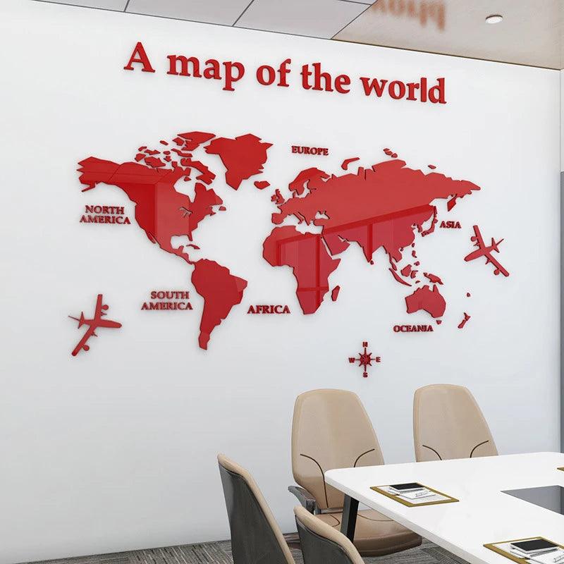 World Map Acrylic Wall Stickers - Ramkos Cozy Lights