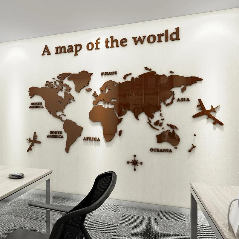 World Map Acrylic Wall Stickers - Ramkos Cozy Lights