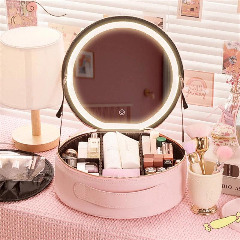 Round Smart LED Makeup Bag - Ramkos Cozy Lights