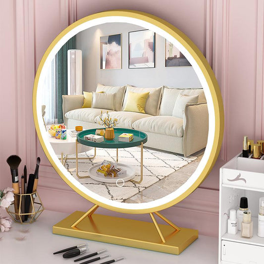 LED Large Gold Makeup Mirror - Ramkos Cozy Lights