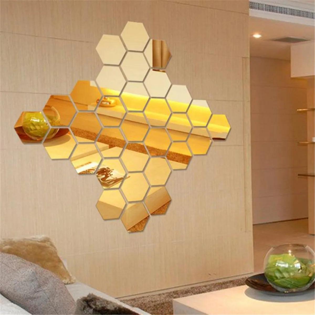 Hexagon Mirror Acrylic Sticker - Ramkos Cozy Lights