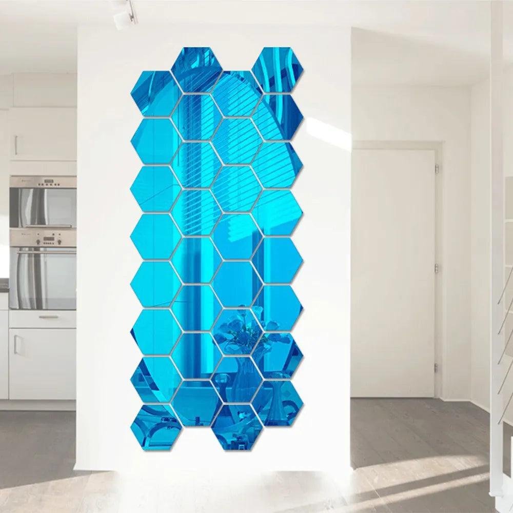 Hexagon Mirror Acrylic Sticker - Ramkos Cozy Lights