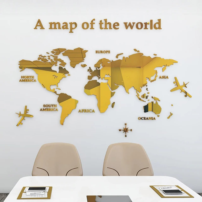 World Map Acrylic Wall Stickers - Ramkos Cozy Lights