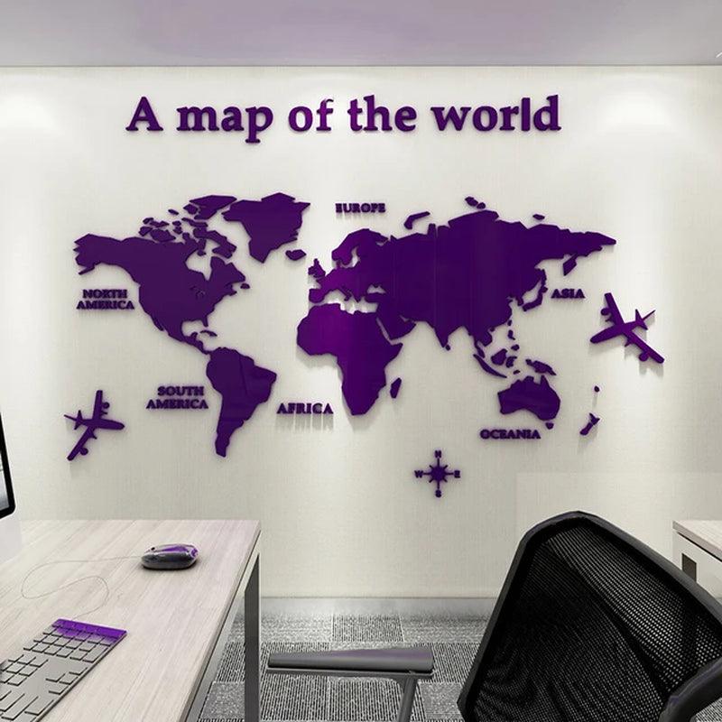 World Map Acrylic Wall Stickers - Ramkos Cozy Lights