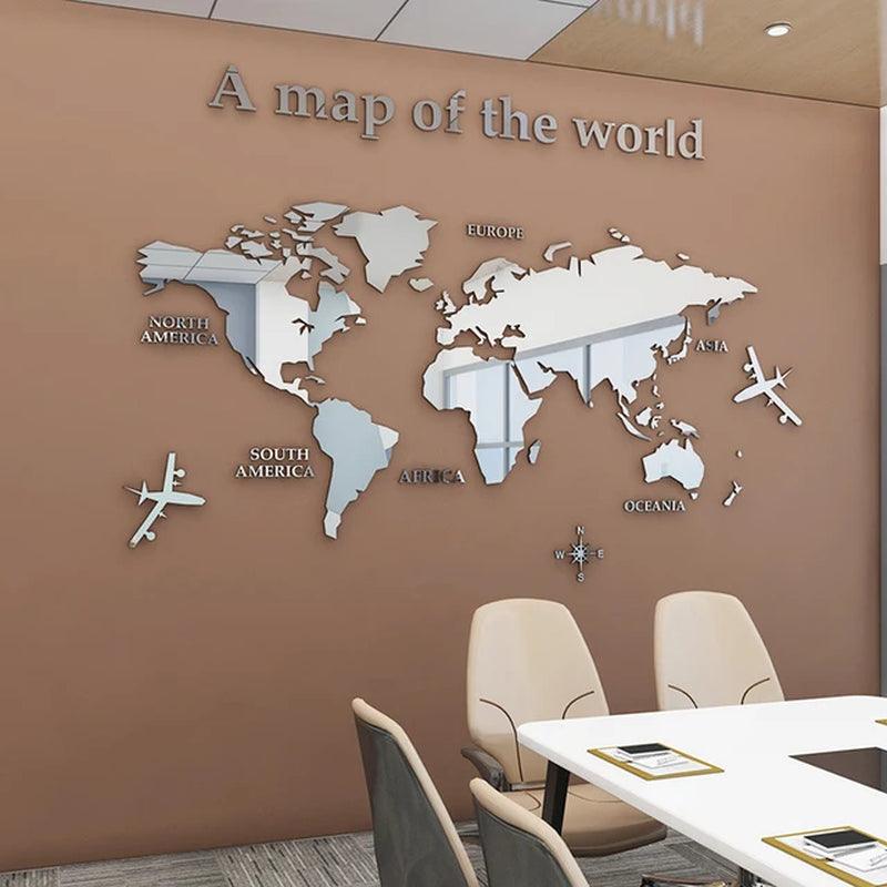 World Map Acrylic Wall Stickers - Ramkos Cozy Lights