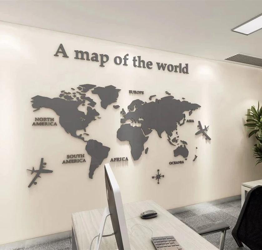 World Map Acrylic Wall Stickers - Ramkos Cozy Lights